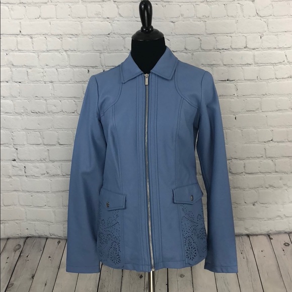 Dennis Basso XXS Periwinkle scallop lace Jacket - Picture 1 of 7